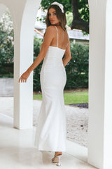 Darlene Front Split Flounce Hem Maxi Dress White