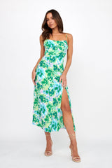 Galilea Tied Back Midi Dress Floral Green