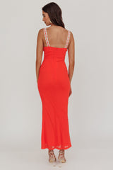 Girl Power Lace Strap Maxi Dress Red