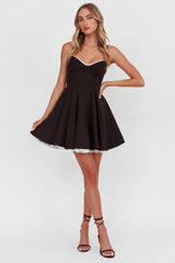 Scully Frill Trim A-Line Mini Dress Black