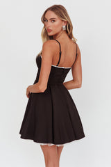 Scully Frill Trim A-Line Mini Dress Black
