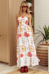 Newbury Cami Strap Maxi Dress Flowers White