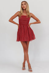 Guilty Pleasure Strapless Glitter Mini Dress Red