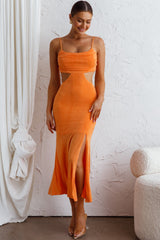 Mamacita Pleated Bust Midi Dress Tangerine