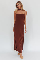 Damsel Reverse Halter Maxi Dress Chocolate