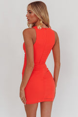 Piece Of Heaven Sleeveless Keyhole Mesh Mini Dress Red