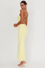 Ignite Rosette Backless Maxi Dress Lemon