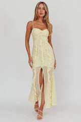 Frannie Vertical Ruffle Maxi Dress Lemon