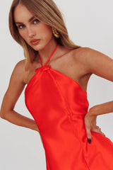 Falon Halter Bow Neck Mini Dress Red