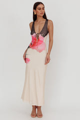 Cinders Tied Plunging Neckline Maxi Dress Flower Black