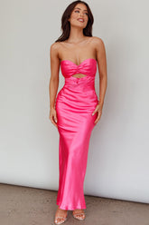 Good Impression Double Twist Midi Dress Hot Pink