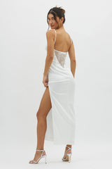 Misha Embellished Bust Midi Dress White