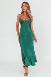 Inhibitions Lace Bust Midi Dress Forest Green