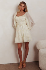 On A High Puff Sleeves Low Back Mini Dress Ivory