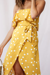 Hamilton Bandeau Midi Wrap Dress Mustard