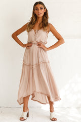 Santa Monica String Tie Maxi Dress Beige
