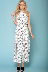 Wynter Maxi Dress White With Black Polka Dots