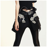 25 New High Street Tide Heavy Industry Nail Pin Bling Pu Buckle Waist Seal Skirt Female 1176 HZ1208