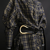 25 New Plaid Shirt Women's New Loose Korean Version Of The Retro Belt With Long Shirt Skirt 1404 HZ1208