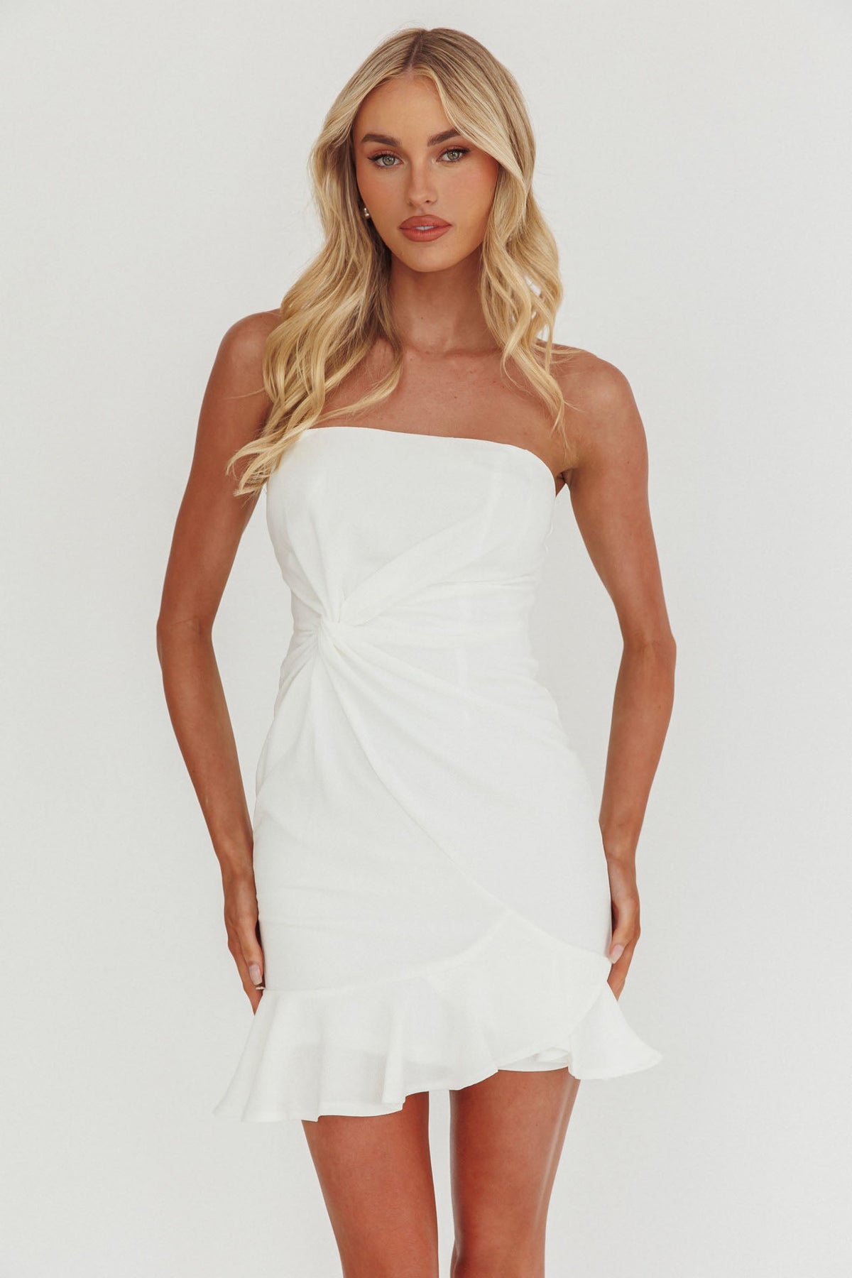 Prom Queen Bandeau Mini Dress White