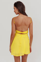 Nerida Twist Back Mini Dress Lemon