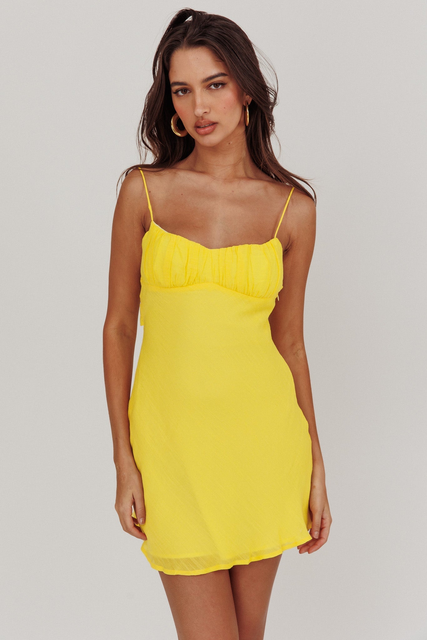 Nerida Twist Back Mini Dress Lemon