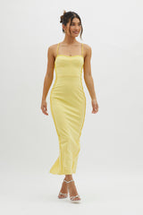 Future Awaits Lace-Up Back Maxi Dress Yellow