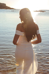 Cha Cha Off Shoulder Thigh Split Maxi Dress Off White