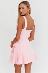 Opulent Accordion Pleat Mini Dress Pink