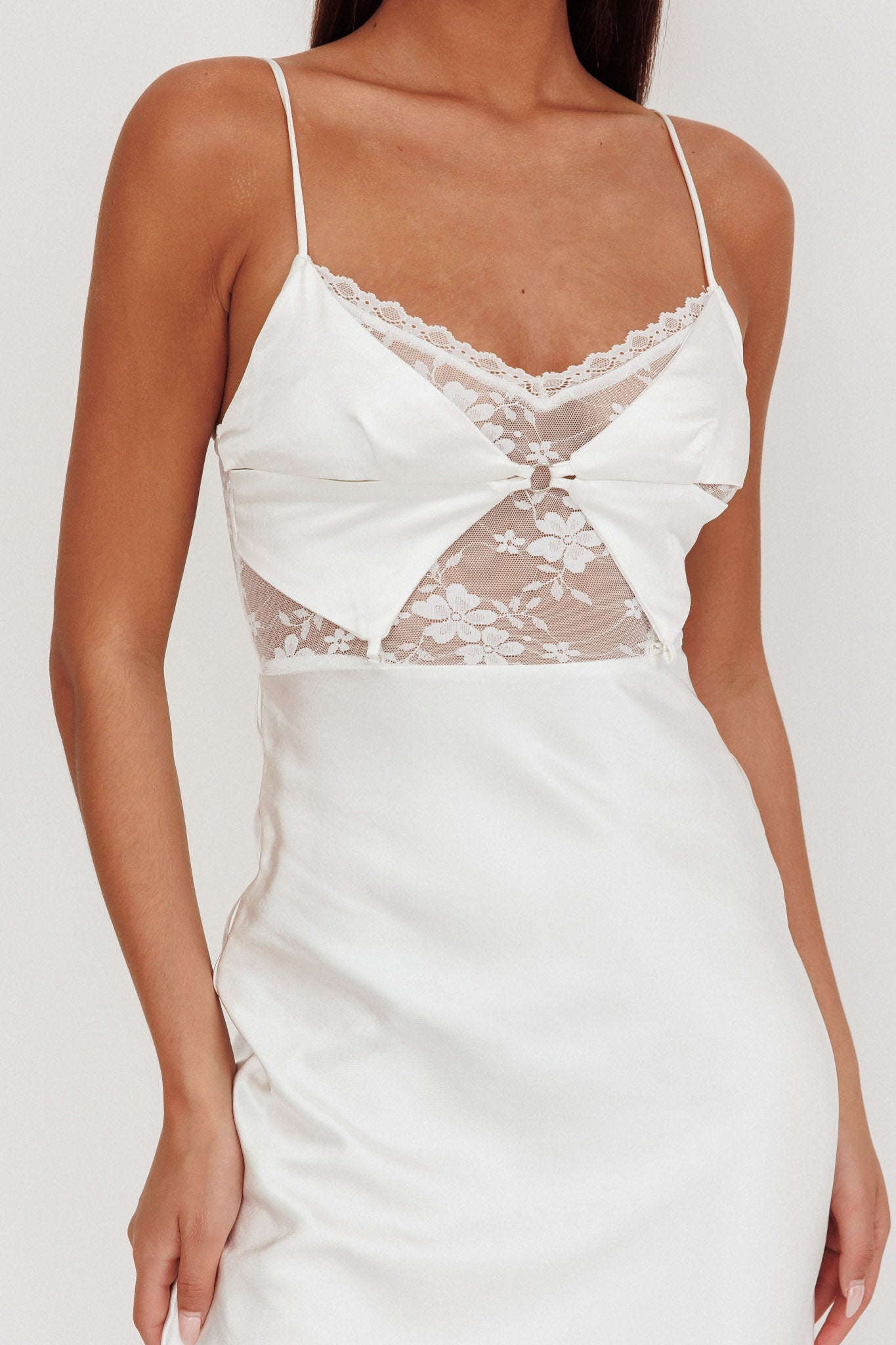 Impressions Lace Bodice Maxi Dress White