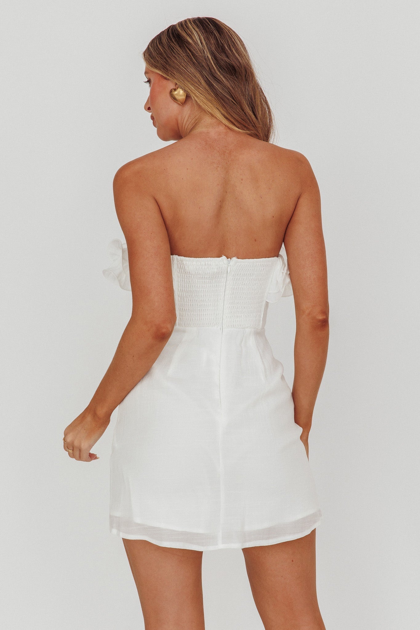 Norah Strapless Mini Dress White