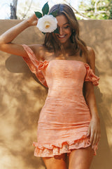 Verona Off-Shoulder Lace Overlay Mini Dress Orange