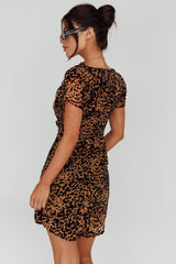 Ring Leader Short Sleeve Mini Dress Leopard Black