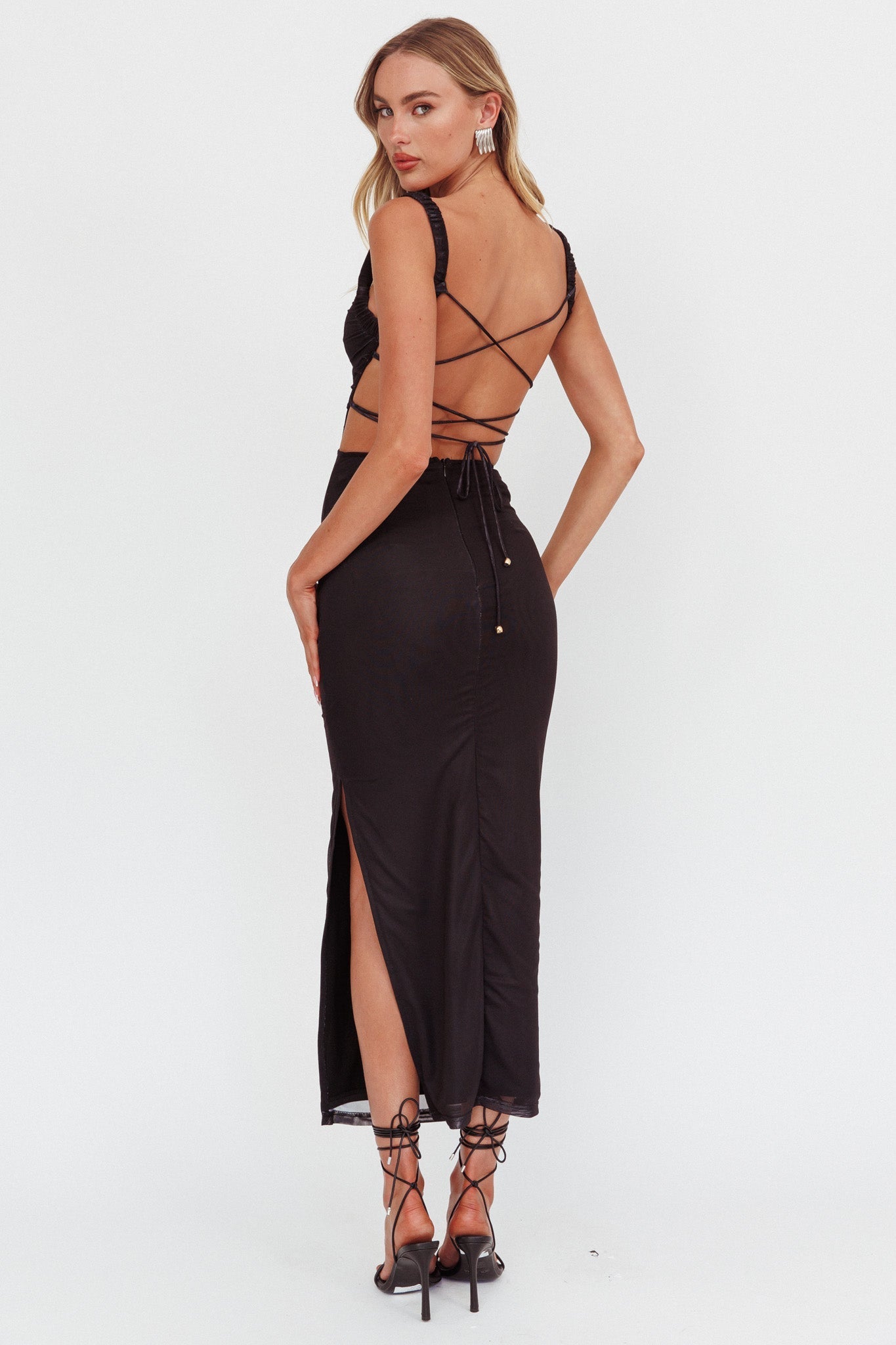 Dream Crush Lace-Up Back Maxi Dress Lily Black