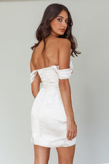 Night To Remember Off-Shoulder Satin Dress Champagne