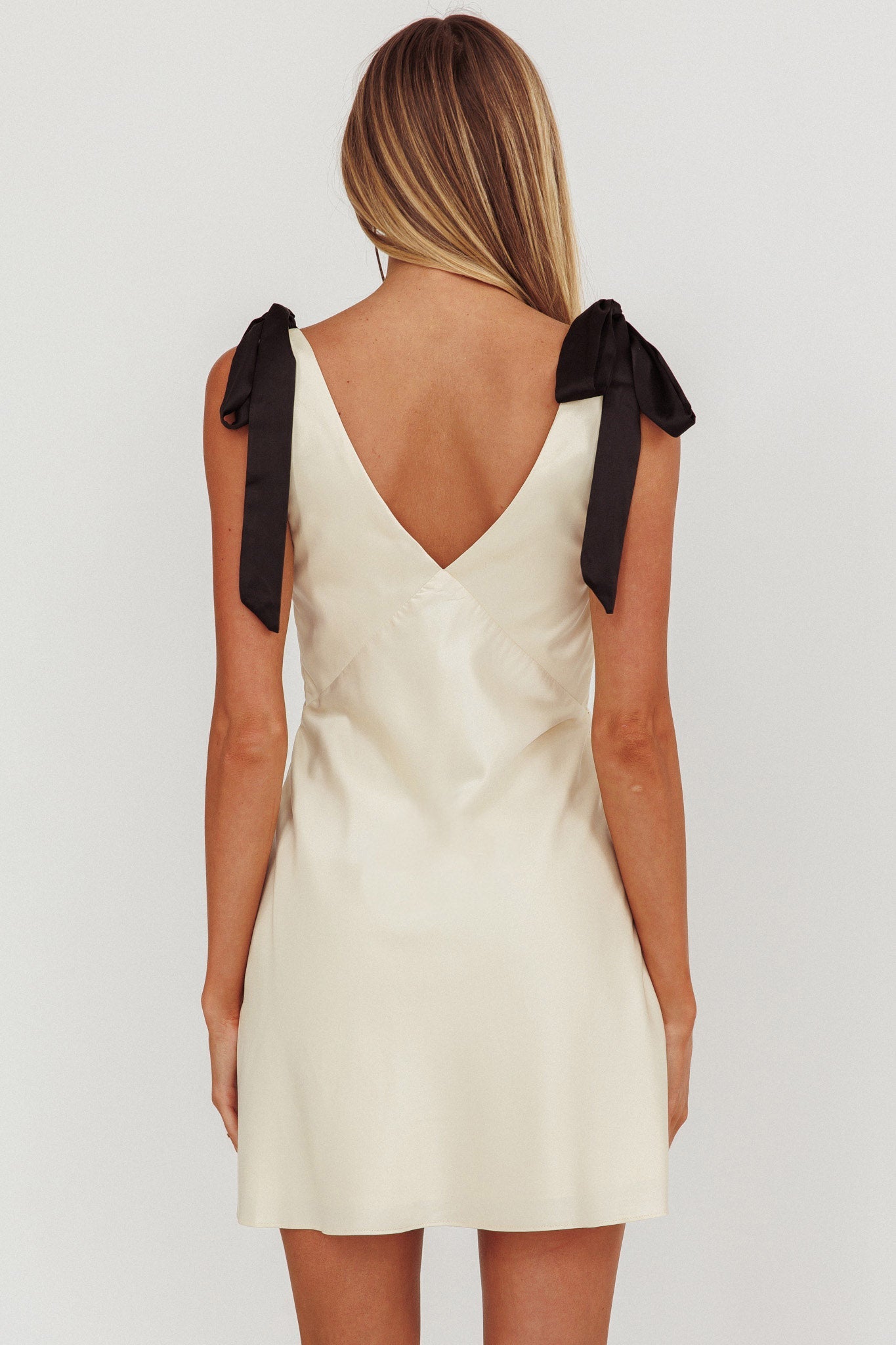 New York Minute Tied Shoulders Mini Dress Oyster