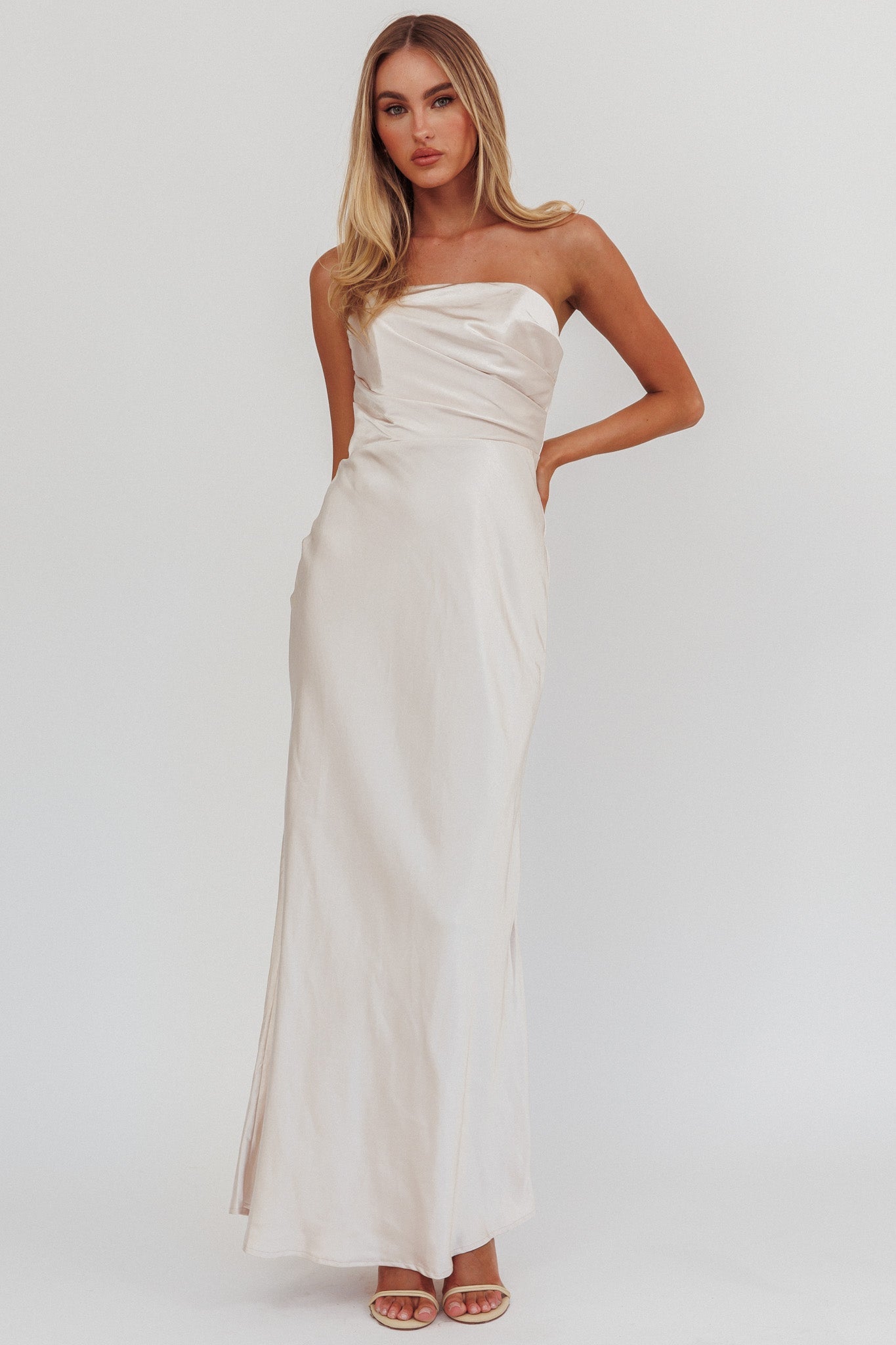 City Of Stars Strapless Maxi Dress Champagne