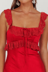 Escapade Lace Trim Maxi Dress Cherry