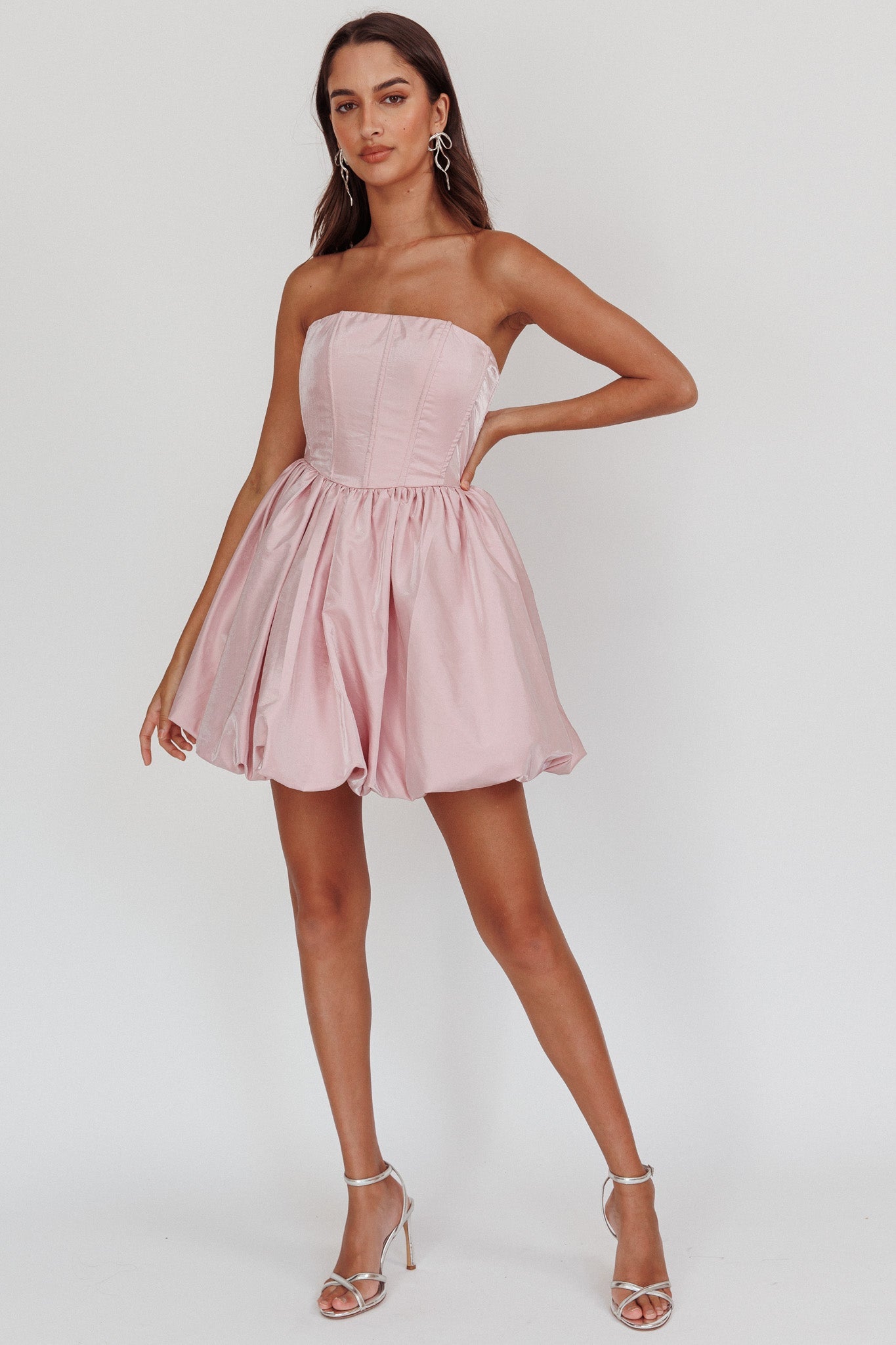 Radiant Strapless Bubble Mini Dress Pink