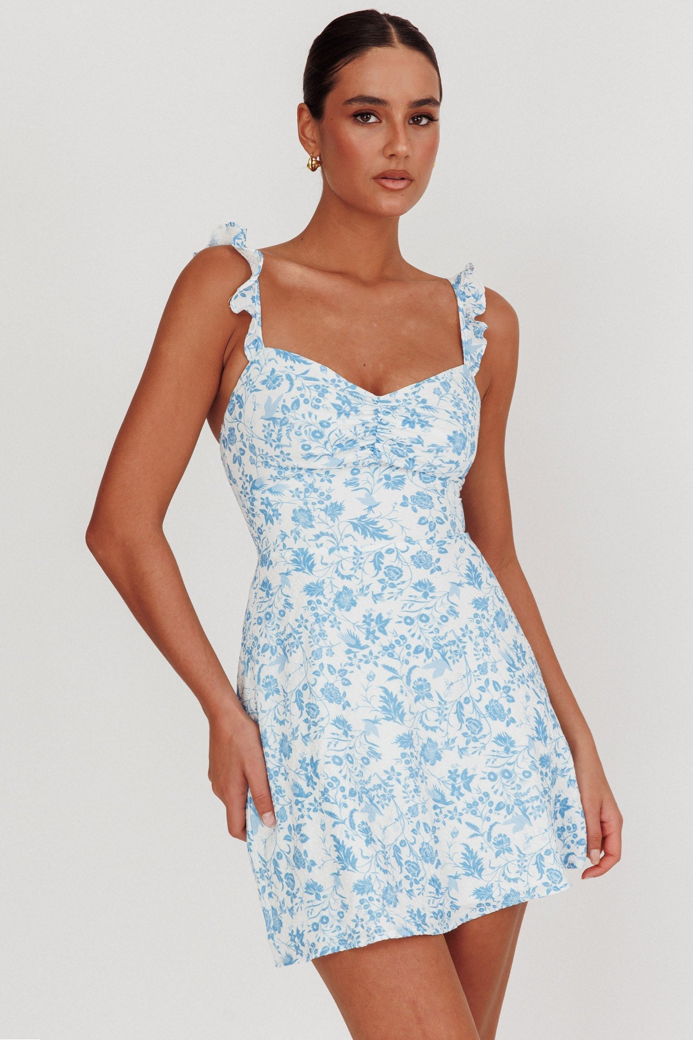 Sorbet A Line Mini Dress Blue