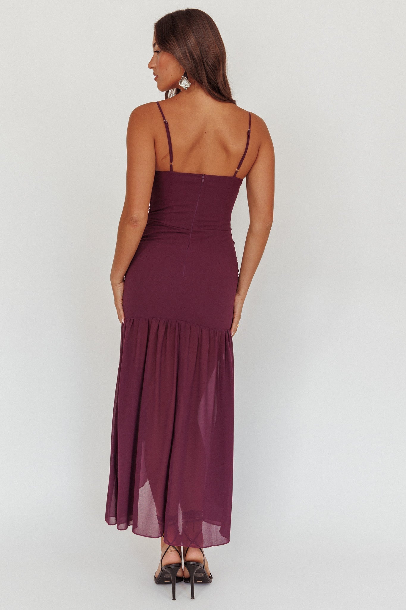 Floating Waist Sash Maxi Dress Plum