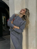 Autumn/Winter 2025 Elegant Soft Thicker Round Collar Sweater + Fishtail Skirt Two Sets Of Women's OL Wind Top + Skirt Set HZ1208