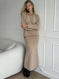 Autumn/Winter 2025 Elegant Soft Thicker Round Collar Sweater + Fishtail Skirt Two Sets Of Women's OL Wind Top + Skirt Set HZ1208