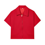 Z2025 Spring New Women's Collar Short-Sleeved Short Coat Straight Trousers 8491053 8491054 HZ1208