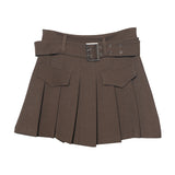 Real Shooting Hottie Retro Bright Line Dress Women Walk Light 100-Fold Skirt High-Rise Thin A Short Skirt 8201 HZ1208