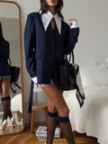 2025 New Fake Two-Piece Spliced Suit Jacket Women Loose Fashion High-End Temperament Out Of The Street HZ1208