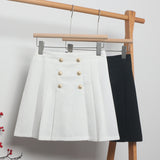 Guangzhou Women's Dress 2025 Spring Korean Version Of Double Buckle High Waist Thin A Short Skirt Suit 100-Folded Skirt HZ1208