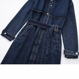 Women's Clothing Temperament Commuting With Belt Long Denim Wind Coat HZ1208