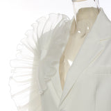 25 New Oversize Mesh Three-Dimensional Lotus Edge Irregular Loose Suit Casual Coat 1548 HZ1208