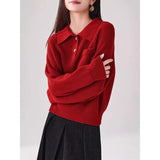 Autumn/Winter 2025 New Retro Buckle Design High-Necked Ladies Knitted Cardigan Pure Color Ocean Sweater Fashion HZ1208